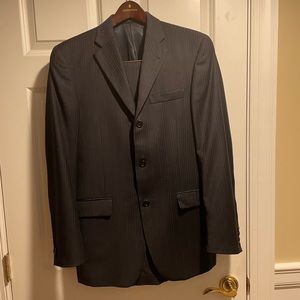 Burberry Mens 2 Piece Suit 38R Deep Navy Striped Suit